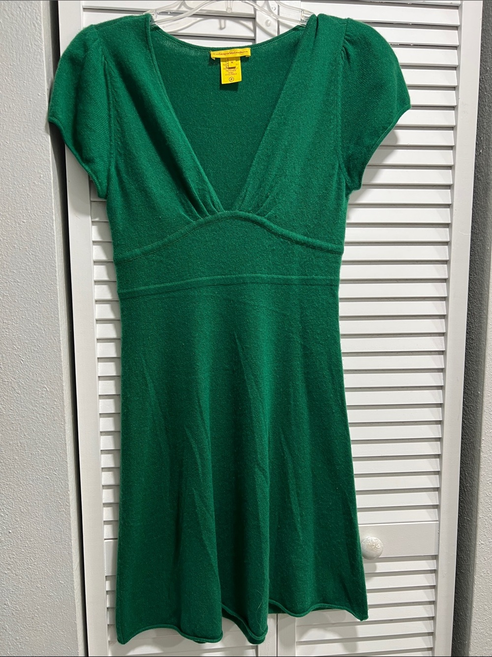 Catherine Malandrino Emerald Green V‑Neck Mini Dress